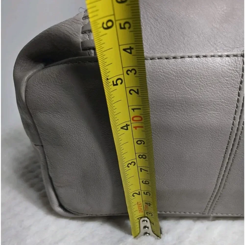 Tommy Bahama Gray Leather Hobo Shoulder Bag Whipstitch Zip Purse